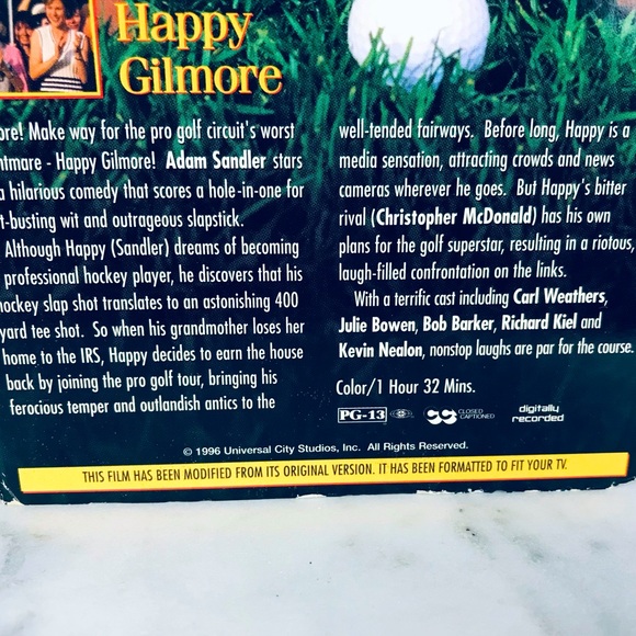 Happy Gilmore Starting Adam Sandler Vintage 1996 VHS Movie - Picture 5 of 5